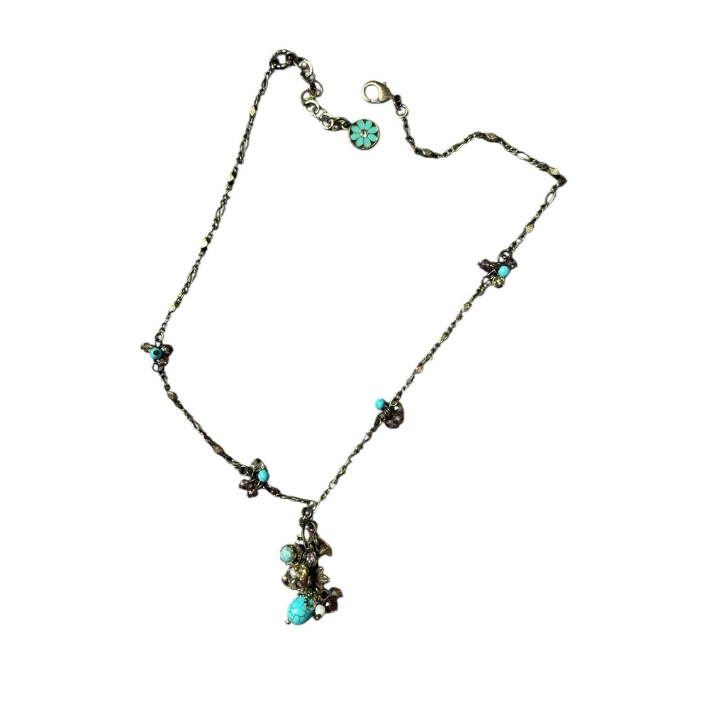 Sweet Romance necklace dangle necklace turquose gemstones music note 20"‎
